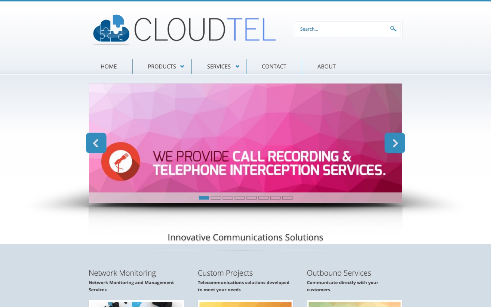 The 2012 Cloudtel homepage as a stranger found it