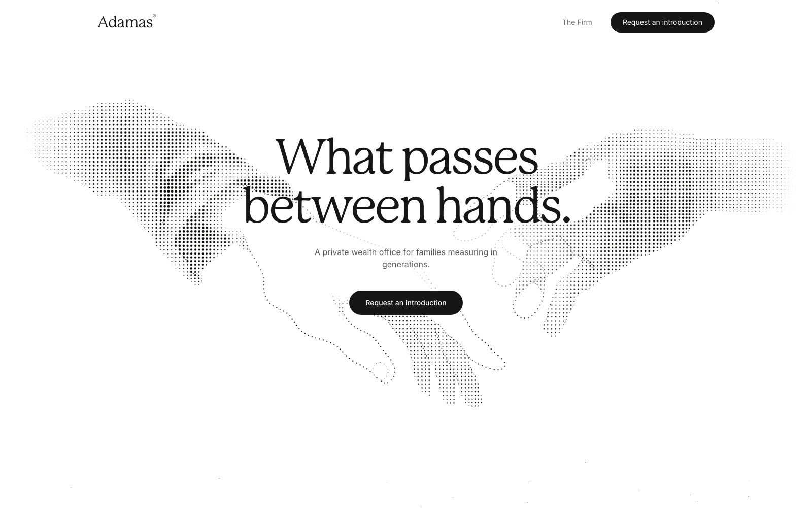 Adamas — a studio concept: a private wealth office built around the Sistine hands