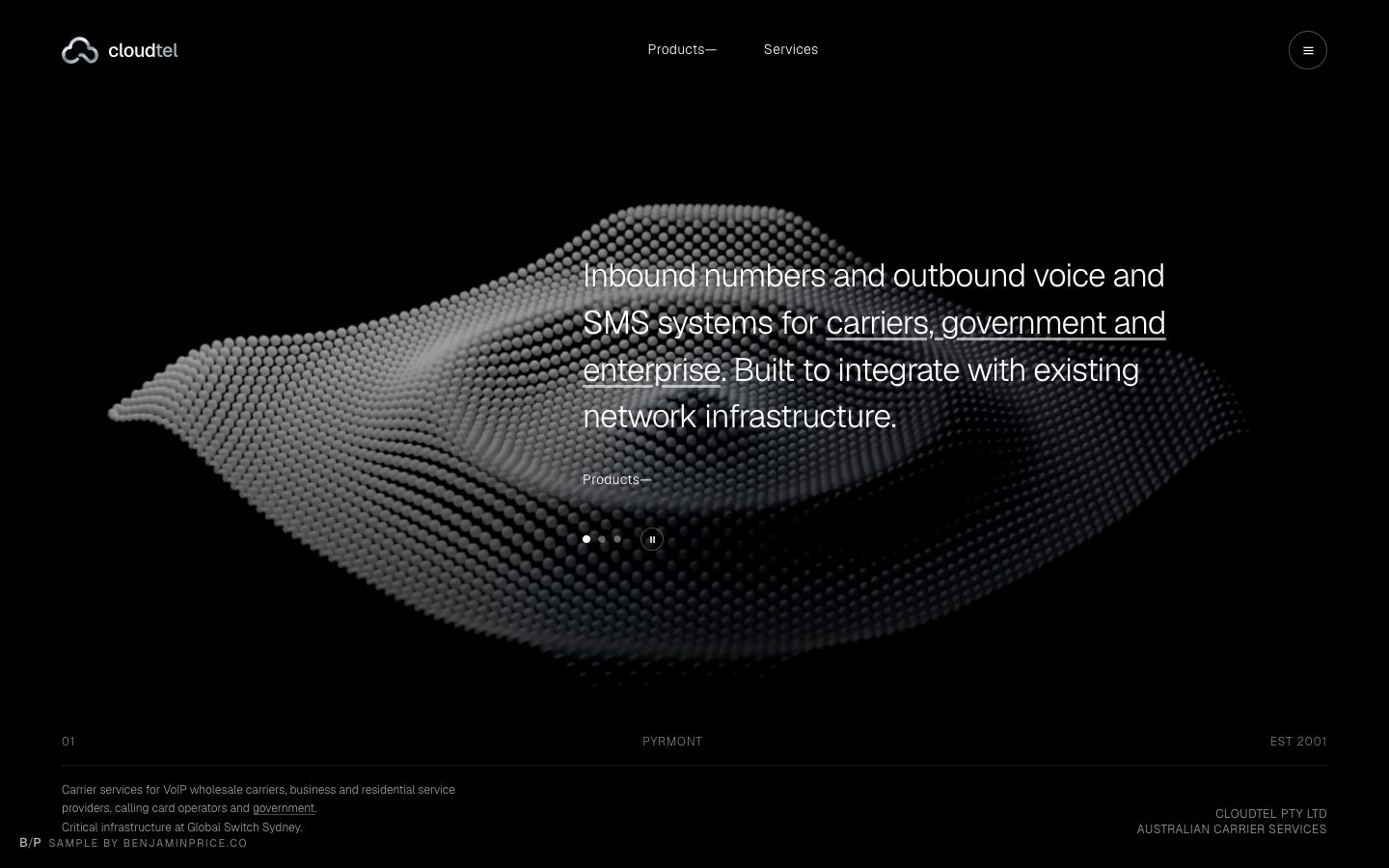Cloudtel — client work: a carrier services rebuild and rebrand